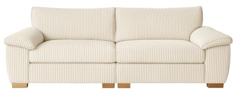 SOFASELECTIONUK LTD Jumbo Cord Sectional 3 Seater Sofa – Plush Support & Soft Cord Fabric | Space-Saving Split Design, Comfortable Sofa for Modern Living Rooms (Cream, 3 Seater)