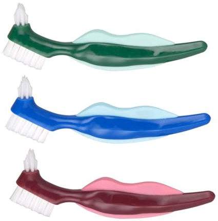 SAFIGLE 3pièces Brosse De Nettoyage Pour Prothèses Dentaires Lot De Nettoie Efficacement Particules Alimentaires Et Prévient Caries Manche Antidérapant Pour Contrôle Facile