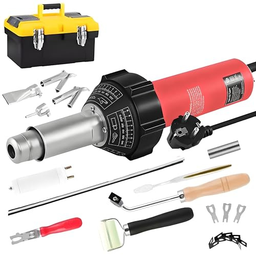 Kensbro 1600W Pistola de Aire Caliente para Soldar Plástico, Máquina de Soldadura de Plástico, Pistola de Aire Caliente para TPO/PVC/HDPE, Máquina de Soldadura de Plástico con Temperatura Ajustable y