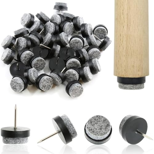 EJRUP 60 Pezzi Feltrini Sedie Ø 20mm,Rotondi Piedini per Sedie Feltrini per Mobili Feltrino con Chiodo,Cuscinetti in Feltro per Mobili, Per Protezione Sedie Mobili e Pavimenti(Nero)