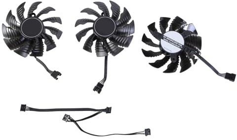 QUEENYARD Lot de 3 ventilateurs de refroidissement PLA09215S12H 82 mm 4 broches Installation facile Gestion de la chaleur Gestion du refroidissement pour carte graphique 2080 GPU à faible bruit