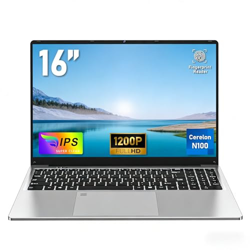 FUNYET Portátil de 16 Pulgadas, procesador N100 Ordenador Portátil, Win11 Laptop, 16GB RAM 1TB SSD, 1920 x 1200 FHD Laptop, Teclado con retroiluminación, 180 ° ángulo de Apertura Notebook, 46.2 WH