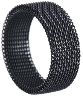 Herrring i rostfritt stål, nätband, 8 mm, svart, storlek 10