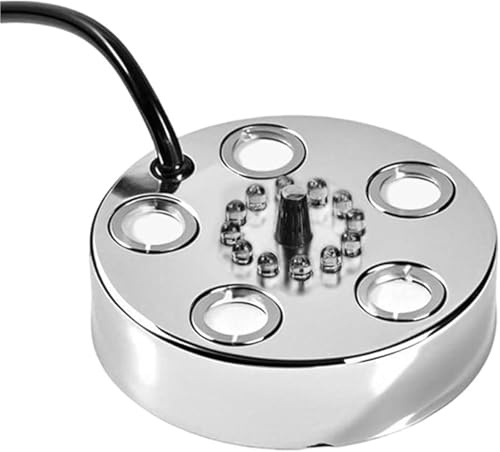 Generador de niebla ultrasónica de acero inoxidable, nebulizador con 12 luces LED que cambian de color for estanque, fuente y humidificación interior