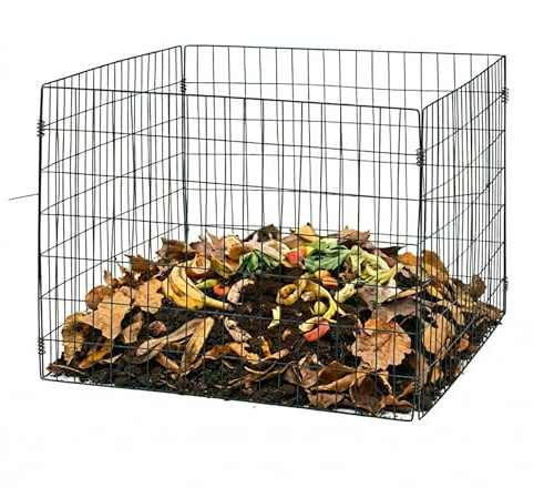Relaxdays Compostador ecológico para jardín, Malla metálica, 560 L, 70 x 90 x 90 cm, Negro