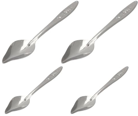 NESTINGHO Cuchara 4 Piezas para Alimentar Loros de Acero Inoxidable Resistente Óxido en Tamaños S y L para Uso en Casa o Tienda de Mascotas