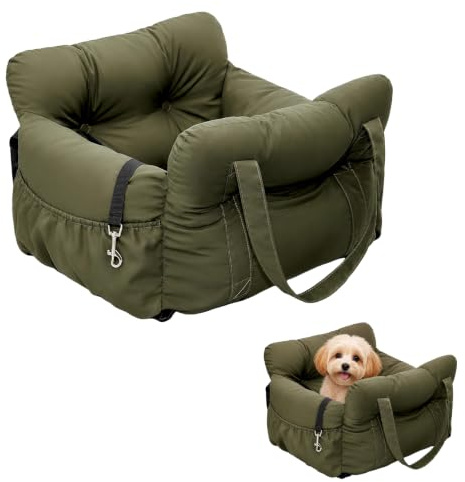 Siège Auto pour Chien, siège Auto apaisant pour Petits Chiens, siège Auto Pliable pour Chien avec Sangles de Fixation réglables et Pochette de Rangement. Convient aux berlines et aux SUV