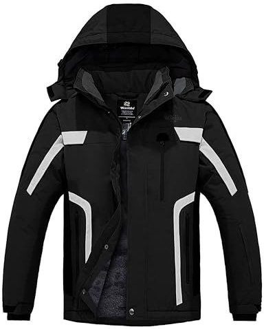 Wantdo Parka de Monta?a de Senderismo Deportiva Chaqueta de Esquí Snowboard Exteriores Abrigo Aislada con Vellón Invierno Chaqueta Impermeable a Prueba de Viento para Hombre Gris Oscuro L