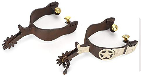 Cikonielf Espuelas de Caballo de Acero con bajo Contenido de Carbono Espuelas de Bota de Caballo Decoración Espuelas de Caballo de Estilo Vaquero Occidental para Montar