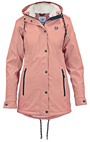 MADSea Damen Regenmantel Friesennerz mit Teddyfleece warm gefüttert Regenjacke wasserdicht, Farbe:rosa, Größe:36