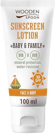 Lozione per il corpo abbronzante in un tubo Baby & Family SPF 30 WoodenSpoon 100ml