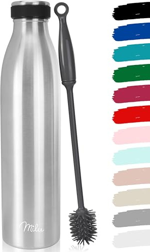 Milu Edelstahl Trinkflasche 500ml, 750ml, 1000ml, 1.5L – Thermosflasche, Isolierte Wasserflasche, Auslaufsichere Isolierflasche doppelwandig, Kohlensäure geeignet (Edelstahl, 1500ml)