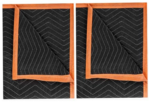 Large Moving Blankets 80 * 72in Heavy Duty Packing Blankets for Furniture Moving Shipping Wrapping Quilted Furniture Pads for Moving, Padded Mover Blankets (Black) 2pack