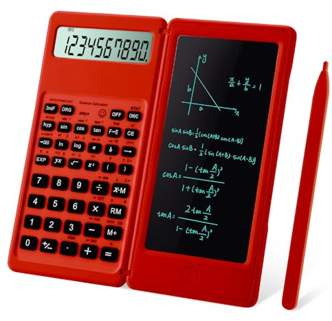IPepul Scientific Calculators for Students, Red Math Calculator with Notepad,10-Digit Large Screen, Classroom Must Haves for Middle High School Supplies & College (Red)