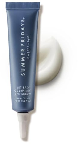 Summer Fridays Jet Lag Overnight Eye Serum - Nourishing Undereye Treatment for Dark Circles - Helps to Hydrate, Smooth, Firm & Depuff - Enriched with Glycerin to Lock in Moisture (0.5 Fl Oz)
