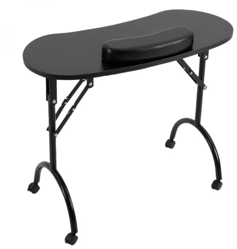 Vivezen - Table de manucure Professionnelle Pliante avec tiroir, roulettes et Housse de Transport - Noir