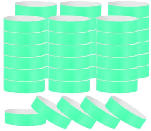 PATIKIL Braccialetti Carta per Eventi, 200Pz Braccialetti Festa Neon, Braccialetti Impermeabili Colorati Identificazione Concerti, Braccialetti Polso per Ingresso Bar Verde Chiaro