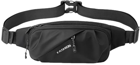 OUXUNDAI Marsupio Borsa per La Vita da Uomo Outdoor in Esecuzione per Telefono Cellulare Borsa per Torace Multifunzionale Stucchetto di Cassiere della Spalla Casual Spalla-Nero