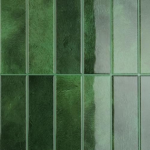 CRE8TIVE Piastrelle Adesive Cucina Verde Scuro Piastrelle Adesive Muro Effetto Marmo Impermeabile Paraschizzi Cucina Rettangolare Autoadesiva Mattonelle Adesive Bagno Camino 4 Pezzi 30.5 x 30.5cm