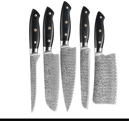 Coltello da cucina for disossare Chef Santoku Coltello da cucina Coltello da macellaio Modello Damasco Coltello multiuso for verdure(5pcs)