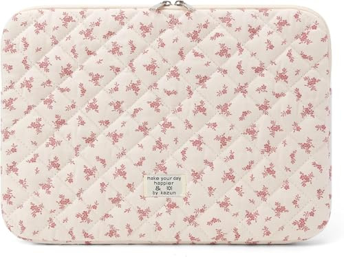 RuiDay Housse Ordinateur 13-14 Pouces, Pochette Ordinateur Matelassé Fleurs | Compatible avec MacBook Air 13/Pro 13/Pro 14 M5 M4 M3 M2 M1, Macbook Neo 2026