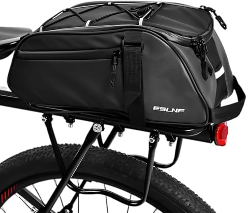 Borsa Bici 2-in-1 per Portapacchi - 8L Impermeabile & Riflettente - Borsa Termica per Pendolari -Borsa da Portapacchi - Funzione Zaino & Multi Scomparti - Ideale per Pendolari, Escursioni e Viaggi