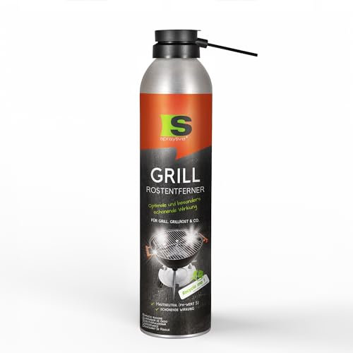 Spraytive 1 x 300 ml de dissolvant de rouille pour barbecue – Spray anti-rouille 2 en 1 avec protection longue durée pour grille de barbecue et barbecue – Élimine la rouille, pH neutre et nettoyant