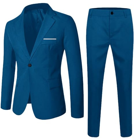 Generisch Traje Bautizo Niño Bebé Niño Primavera Otoño Sólido Manga Larga Pantalones Abrigo Trajes 2PC Traje Ropa de Alemania Maillots Niños, azul, 13-14 años
