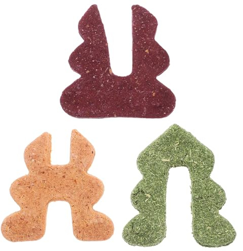Levemolo Kauspielzeug für Kaninchen und Kleintiere Zahnpflegesnack aus Naturholz Dreifarbige Weihnachtsbaumform Fördert Kauinstinkt und Koordination