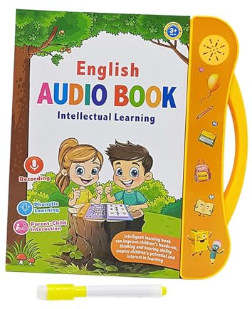 Milageto Libro sonoro con Penna e Parole in Inglese, Libro didattico con vocabolario parlato in Inglese, Studio dei Numeri e Strumenti Musicali