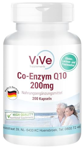 Koenzym Q10 200 mg – 200 kapslar – 200mg per kapsel – hög dosering – ubiquinon – kvalitet från Tyskland – ViVe Supplements