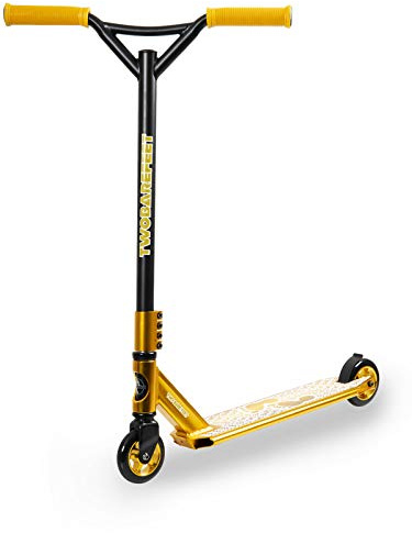 Two Bare Feet Logo Model Stunt Scooter for Kids, Teens & Adults - Pro Freestyle Scooter with 360° Spin, ABEC-7 Bearings, Lightweight & Durable for Tricks & Stunts (Gold)