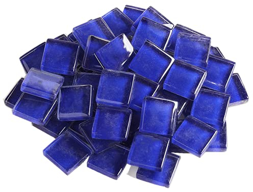 Glasmosaikfliesen Mosaiksteine 200g, Bulk-Quadrat Glassteine Glasfliesen, Glasstücke für Basteln, Haus Deko,1,5 x 1,5 cm(Königsblau)