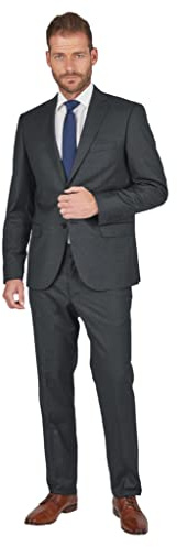 Steffen Klein Herren Anzug - Regular Fit - Größe 50 - Zweiteiler Business Anzug - Elastischer Komfort - Klassischer Schnitt - Anthrazit