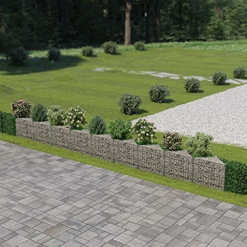 HOMIUSE Gabbione 630x30x50 cm Rete Gabbione Giardino Cesto Gabbione Parete Gabbione Gabbioni Metallici Per Pietre Gabbione Parete Gabbioni Metallici in Acciaio Zincato