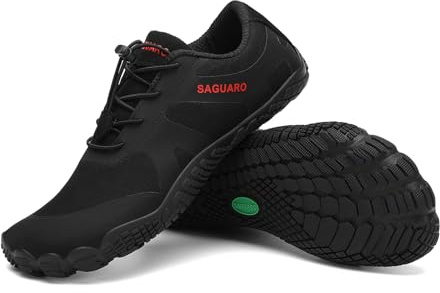 SAGUARO Herr dam barfotaskor utomhus träningsskor sport traillöparskor storlek 36–48, Djup svart, 45 EU