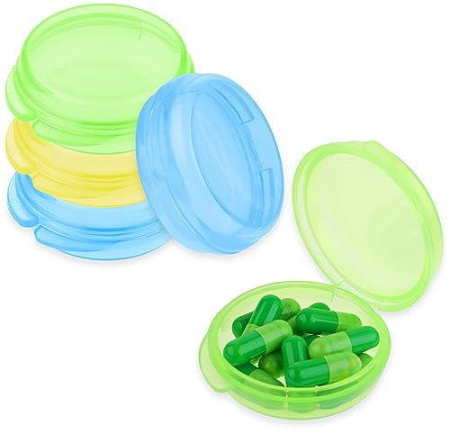WLLHYF 5 Stück Mini-Pillendose Kleine Pillen-Organizer-Box Tragbarer Vitamin-Halter Reise-Pillendose (1 Gelb 2 Grün 2 Blau)