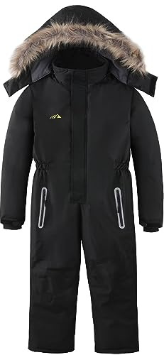 OHSNMAKSL Kid's Snowsuits Boys Ski Suits Jackets Girls Waterproof Coats Jumpsuits Winter Snowboarding Outdoor23HXF-Boy-Black-8-9