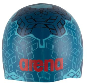 Arena Gorro de natación unisex de silicona moldeada para adultos para entrenamiento y carreras, talla única, camuflaje Kikko/agua/azul