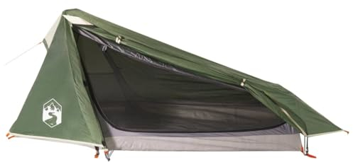vidaXL Tunnelzelt 1 Personen, Campingzelt mit Netzwände, Wasserdicht Gartenzelt mit abnehmbarem Überzelt, Zelt, Grün 185T Polyester