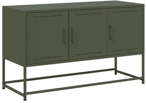 vidaXL TV Cabinet Stand Unit Entertainment Centre Olive Green Steel - Storage Compartment | Industrial Style | 100.5 x 39 x 60.5 cm