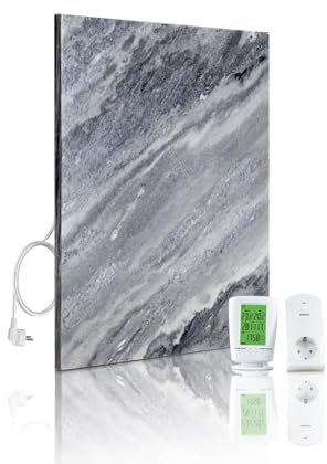 Marwona Calefactor de infrarrojos de piedra natural con termostato I 500 W I Carrara-Optik B-500 I Radiador Eléctrico de Pared Eficiente I 5 años de garantía I Calidad alemana I Qualidad B