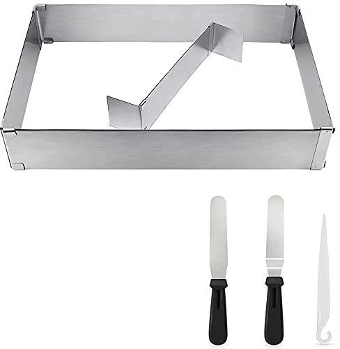 Telaio da forno rettangolare regolabile per torta/pizza, anello estensibile per torte, stampo da forno con dimensioni regolabili