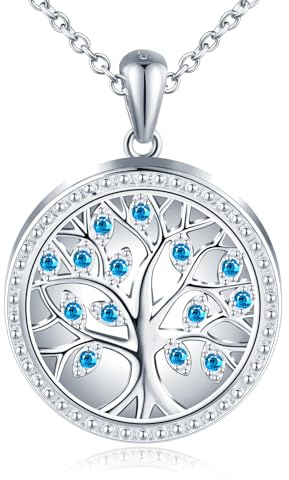 Yumilok femme collier arbre de vie évidée évidée évidée zircone bleue photo photo chaîne collier 925 argent sterling