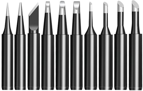 10 Pezzi Punte Saldatore Stagno, 936 Stazione di Saldatura Universale, Varie Specifiche, Stagnatura Liscia, Punte per Saldatore a Stagno, Adatta per la Maggior Parte dei Lavori di Saldatura (Nero)