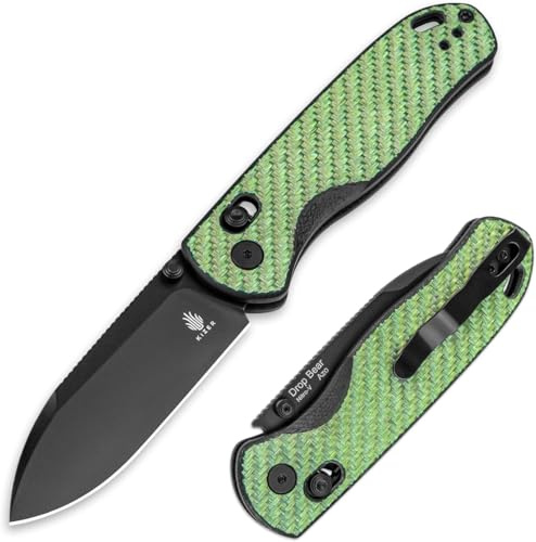 Kizer Drop Bear EDC Fickkniv, 7,55 cm Nitro-V Stålblad G10 Kolfiberhandtag Fällkniv med Tumknappöppnare, Lätt Clutch Lock Camping Jaktkniv för Män Kvinnor Present V3619A4