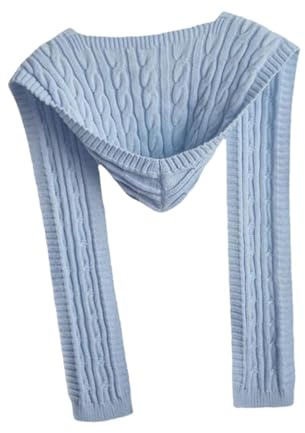 FashionCha Bufanda con Capucha Bufanda de Mujer Invierno Capucha Balaclava Tejida Chal Diseño Multifuncional en Fibra Suave para Abrigo en Días Fríos Apto para U, Azul, universal