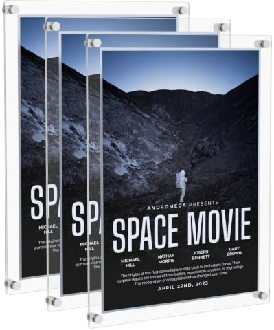 NIUBEE 18x24 Clear Acrylic Picture Frame Floating Wall Mount 3 Pack