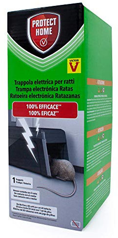 Protect Home - Trampa eléctrica para Ratas, 100% eficaz, Alto Voltaje, 50 descargas, Calidad Victor, Control de roedores