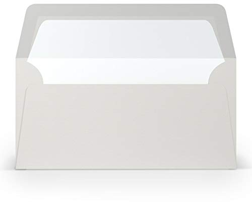 PAPERADO 50 Briefumschläge DIN lang/DL - Eisgrau gerippt Hell-Grau - 100 g/m² Kuvert ohne Fenster 22 x 11 cm - Umschläge mit Nassklebung gerader Klappe